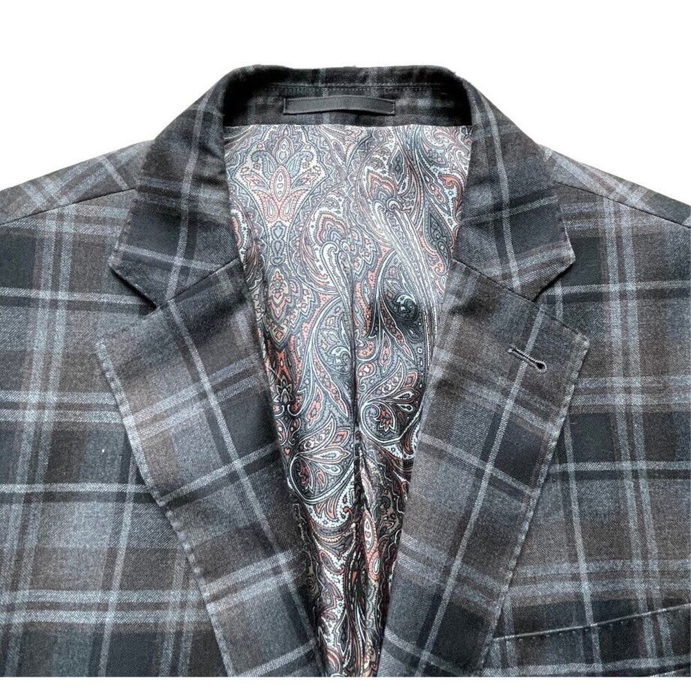 Holland & Sherry Sport Coat Mens 44 R Gray Plaid Sherrykash Wool Cashmere Savile - Picture 4 of 11